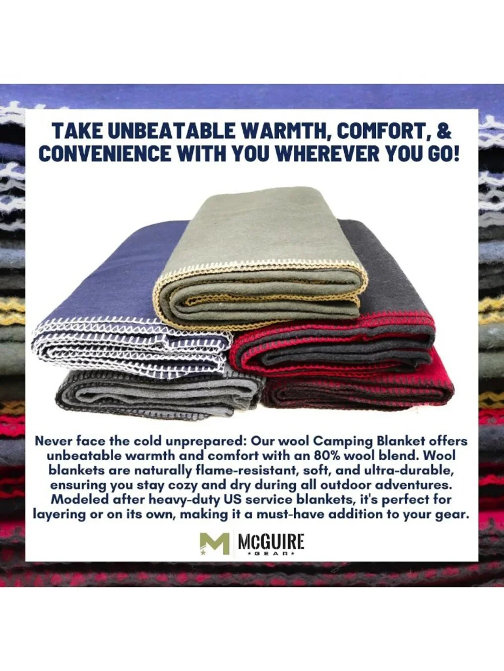 Heavy Duty Fire Retardant Wool Blanket for Camping, Survival & Emergency Use